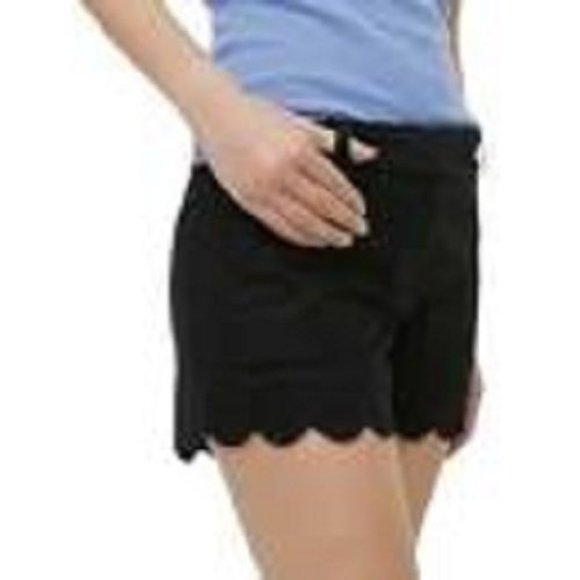 J. Crew Womens Shorts Scalloped Hem Chino Linen Blend H5623 SP18 Black Size 4 - Picture 1 of 10